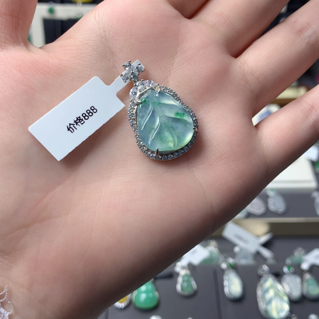 翡翠银S925镶嵌挂件