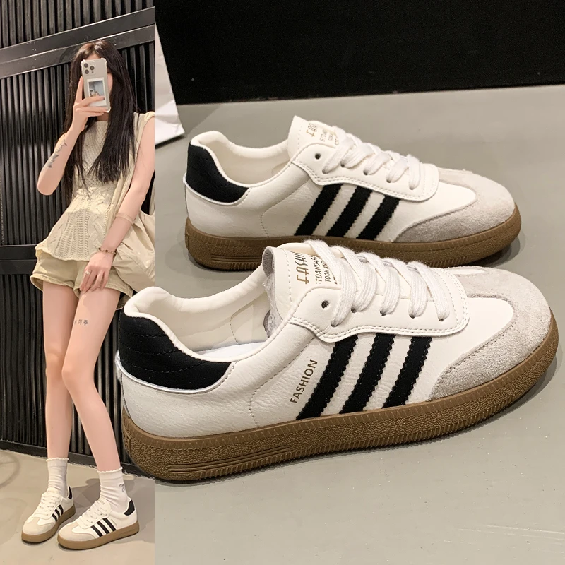 百丽尚熙复古德训鞋女2025夏季新款透气时尚平底阿甘鞋休闲运动鞋