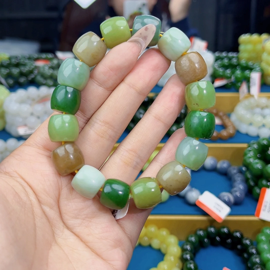 和田玉未镶嵌手链天然和田玉多宝手串14微瑕