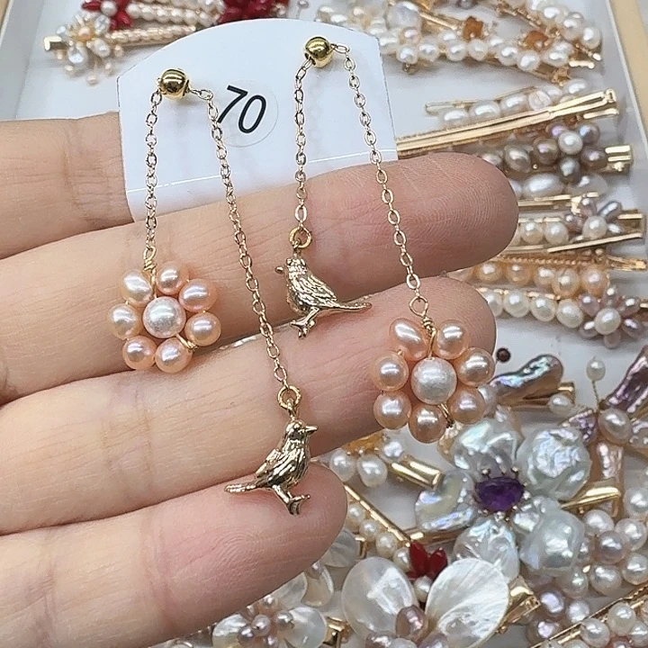 淡水珍珠发饰银S925镶嵌