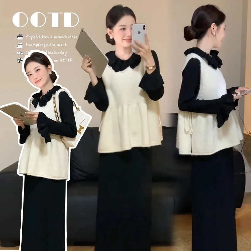 【退换货补运费】孕妇装秋冬针织马甲2025新款连衣裙春秋季小香风女