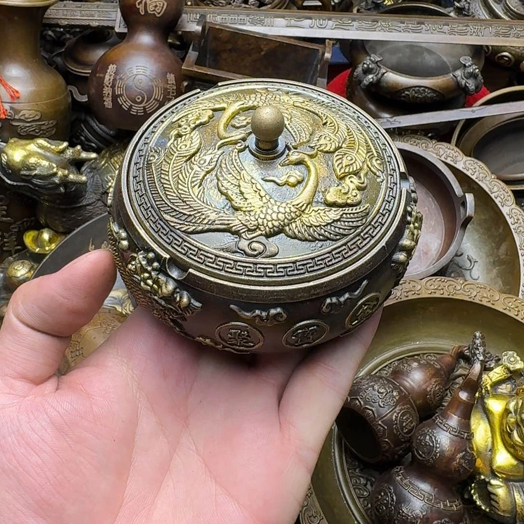 原矿 风魔铜藏收铜摆件