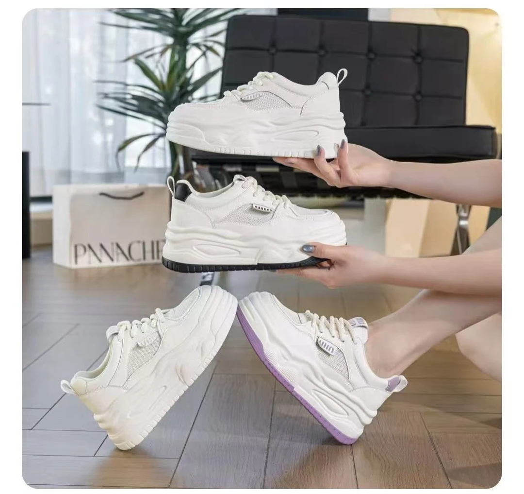 小白鞋厚底真皮百搭时尚平底鞋透气