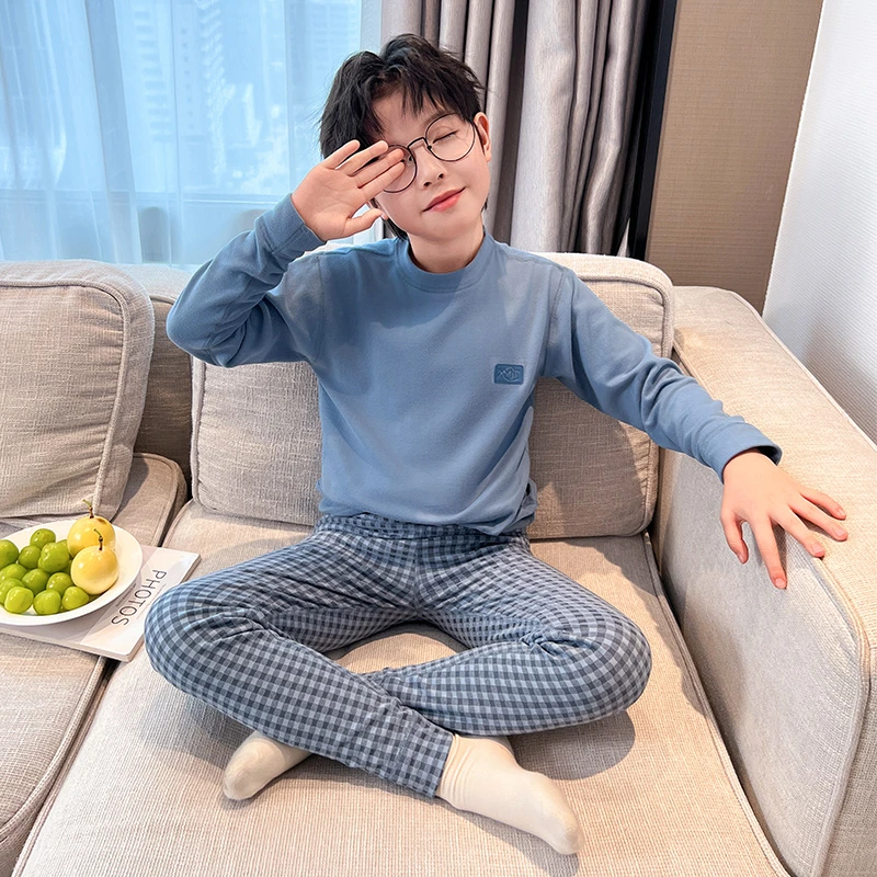 儿童装男童睡衣套装2025新款德绒大童家居服保暖内衣男孩秋衣秋裤