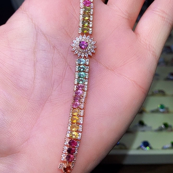 碧玺手链银S925镶嵌米**娅11111