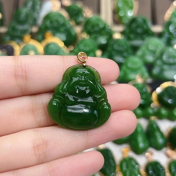 和田玉（碧玉）18K金镶嵌颈饰