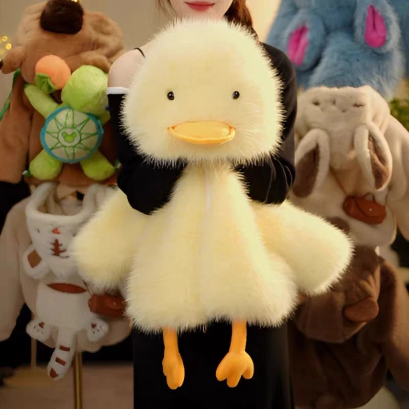 女孩冬季毛茸茸超萌可爱动物小鸭子冬天加厚外套亲子装保暖毛毛衣