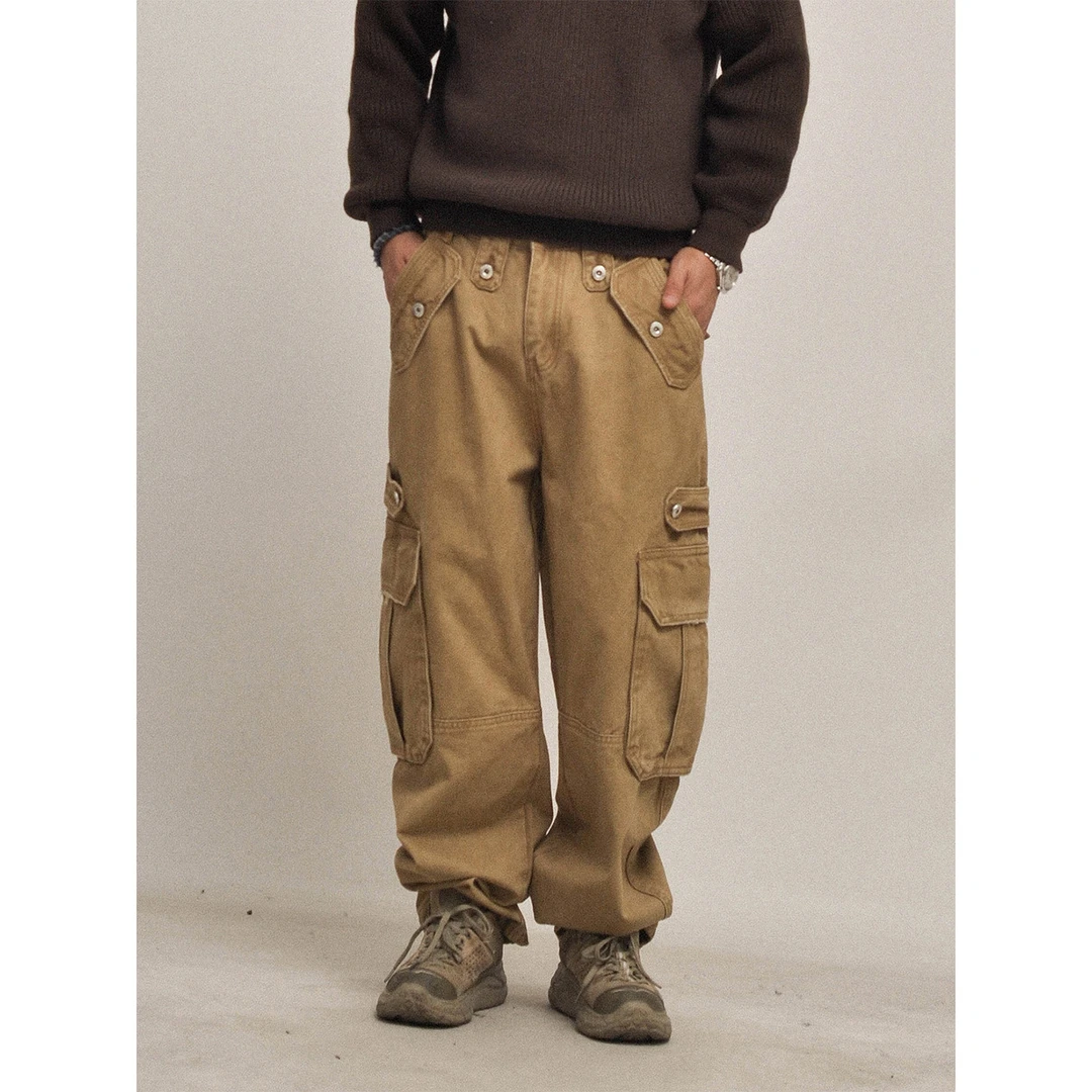 Cargo还是得重水洗！vintage年代质感多口袋法式重工休闲工装裤潮