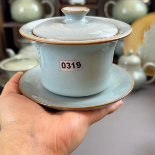 微瑕马蹄盖碗不带礼盒