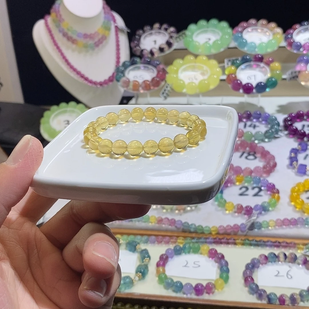 未镶嵌手链水晶金丝雀黄8加