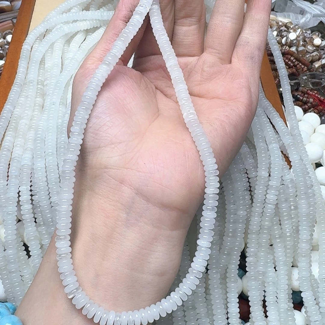 玛瑙/玉髓合金珠宝半成品一条6mm白玉算盘