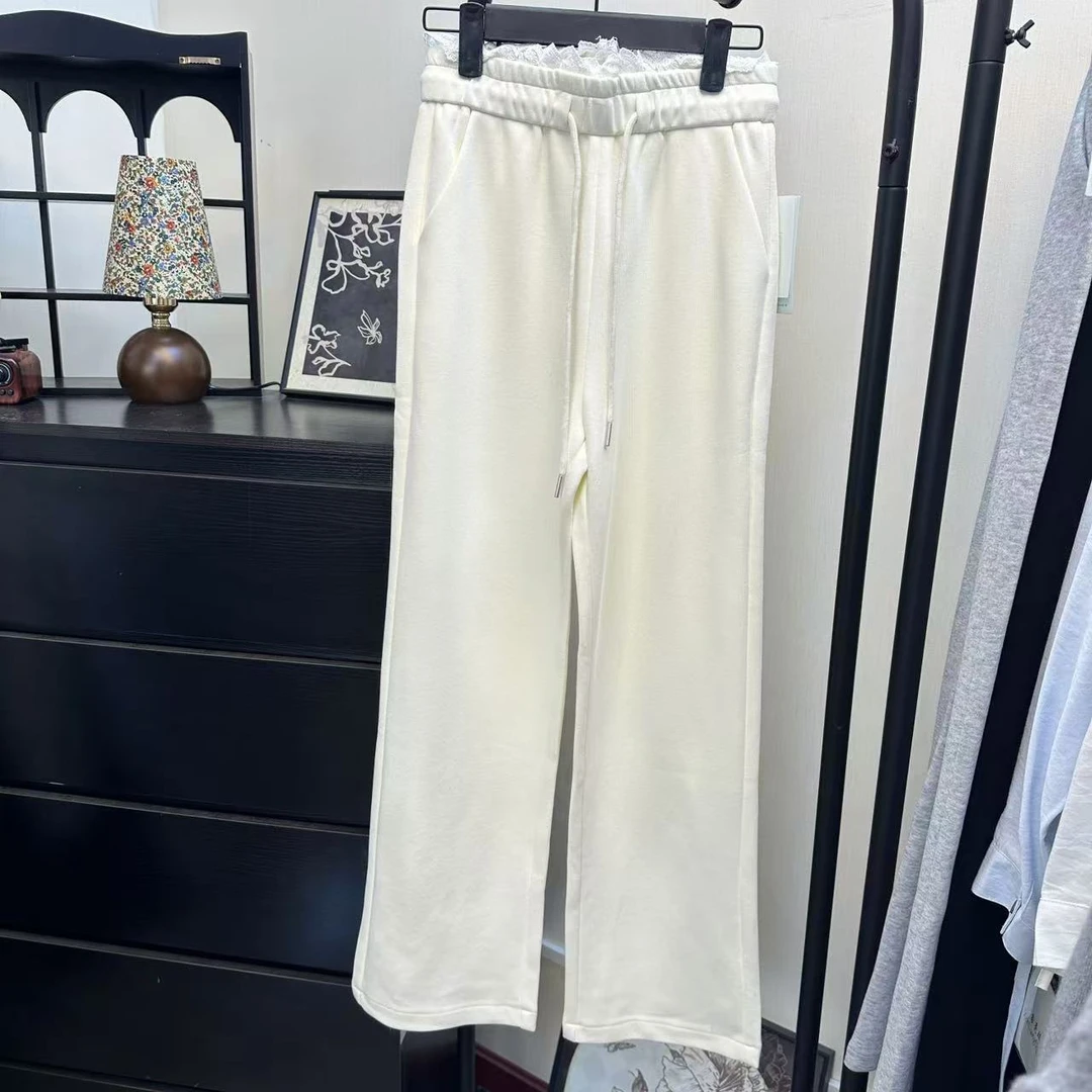 2511蕾丝松紧腰阔腿裤休闲裤长裤