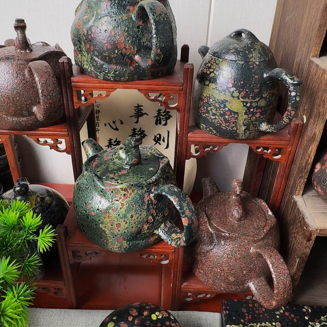 B***K石材梅花玉精美茶壶