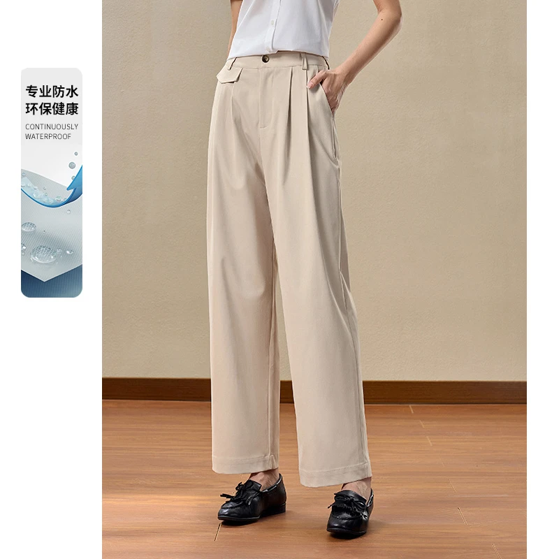 【防水面料】库恩玛维百搭休闲裤女2025年夏季新款显瘦直筒九分裤