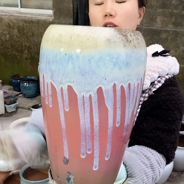 紫砂花盆瑕疵口15高29