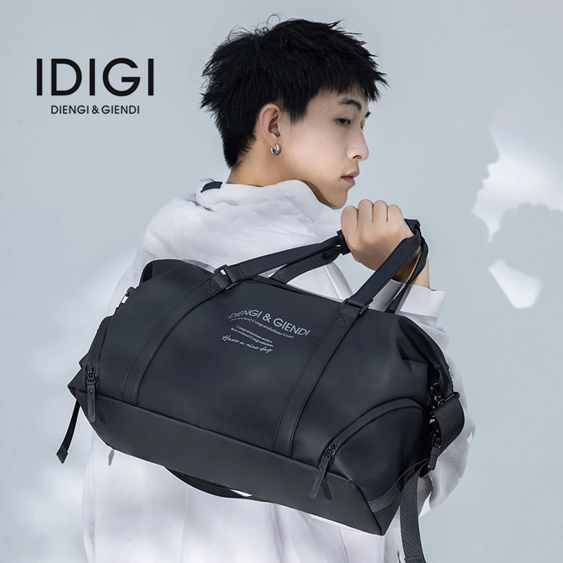 IDIGI新款大容量独立鞋仓百搭斜跨单肩旅行包休闲健身包