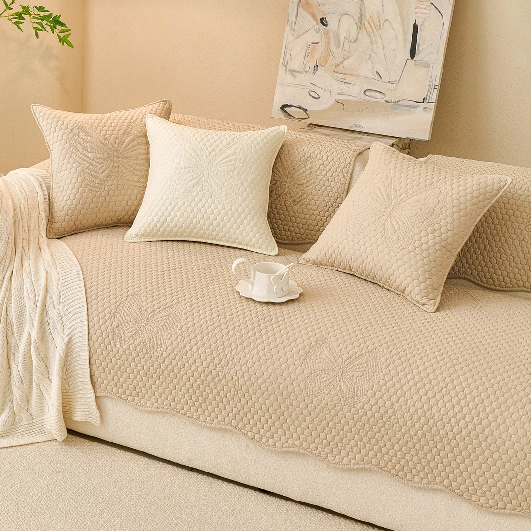 极简风沙发垫四季通用全棉沙发套罩巾高端绗缝水洗直排沙发坐垫布