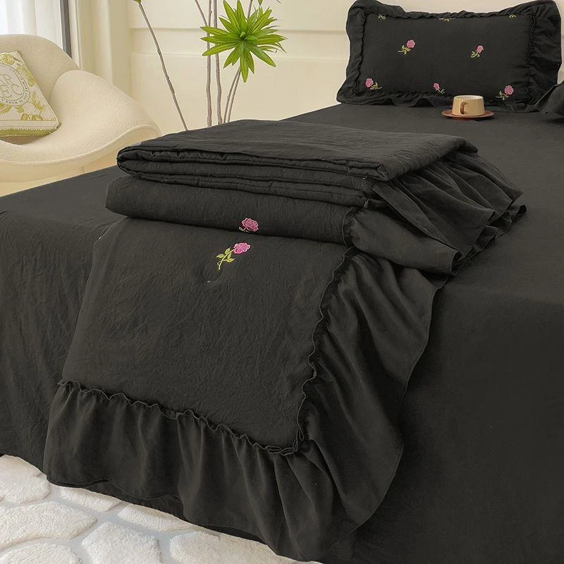 夏季绣花公主风夏被空调被单双人可机洗空调被夏凉被床单四件套