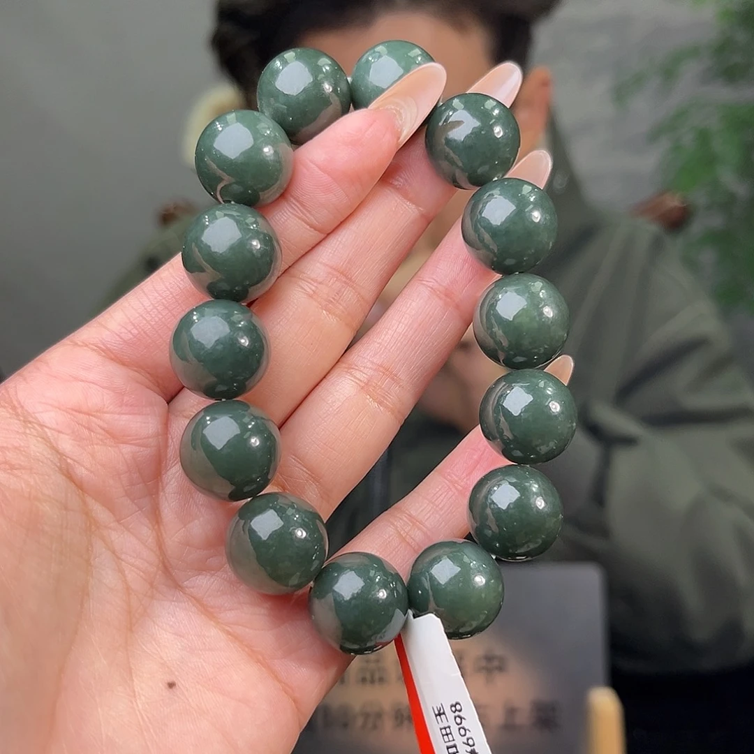 和田玉未镶嵌手链纯天然和田玉新疆且末蓝卡16