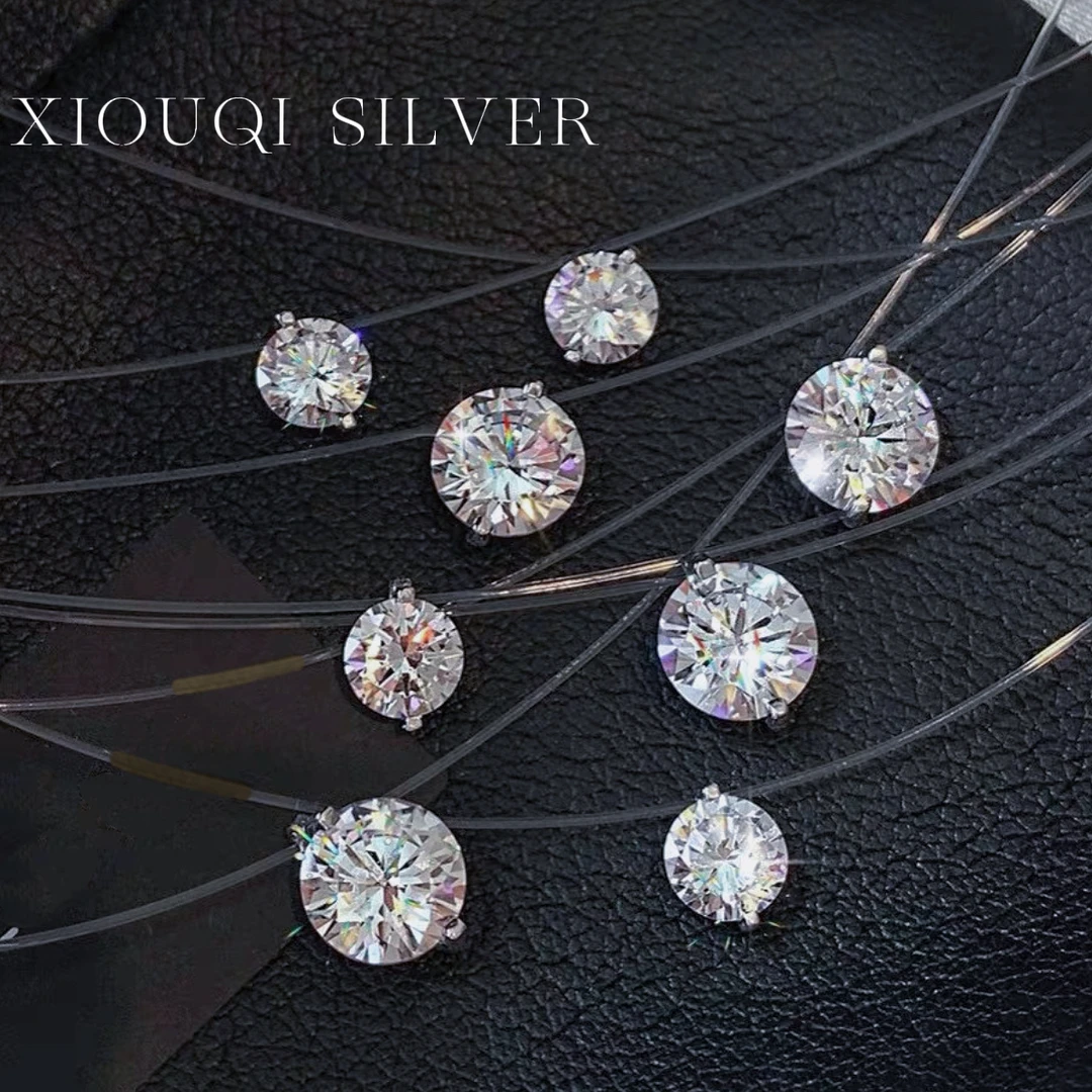 吊坠925银 人鱼之泪项链女S925银精致轻蛇隐形鱼线锁骨链时尚小众