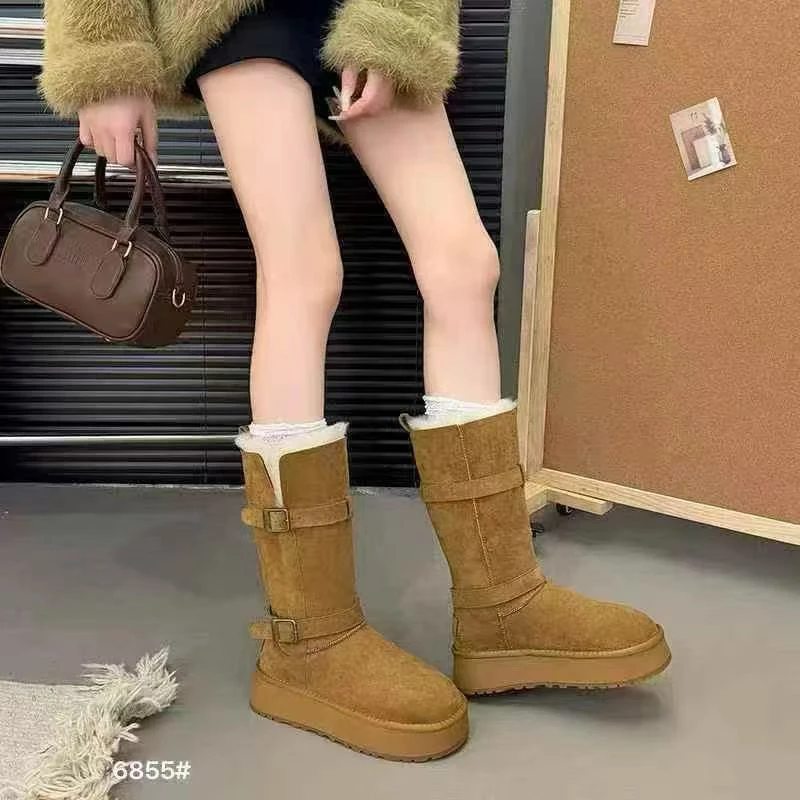 朋克风皮带扣时尚雪地靴冬季高筒东北极寒女雪地靴