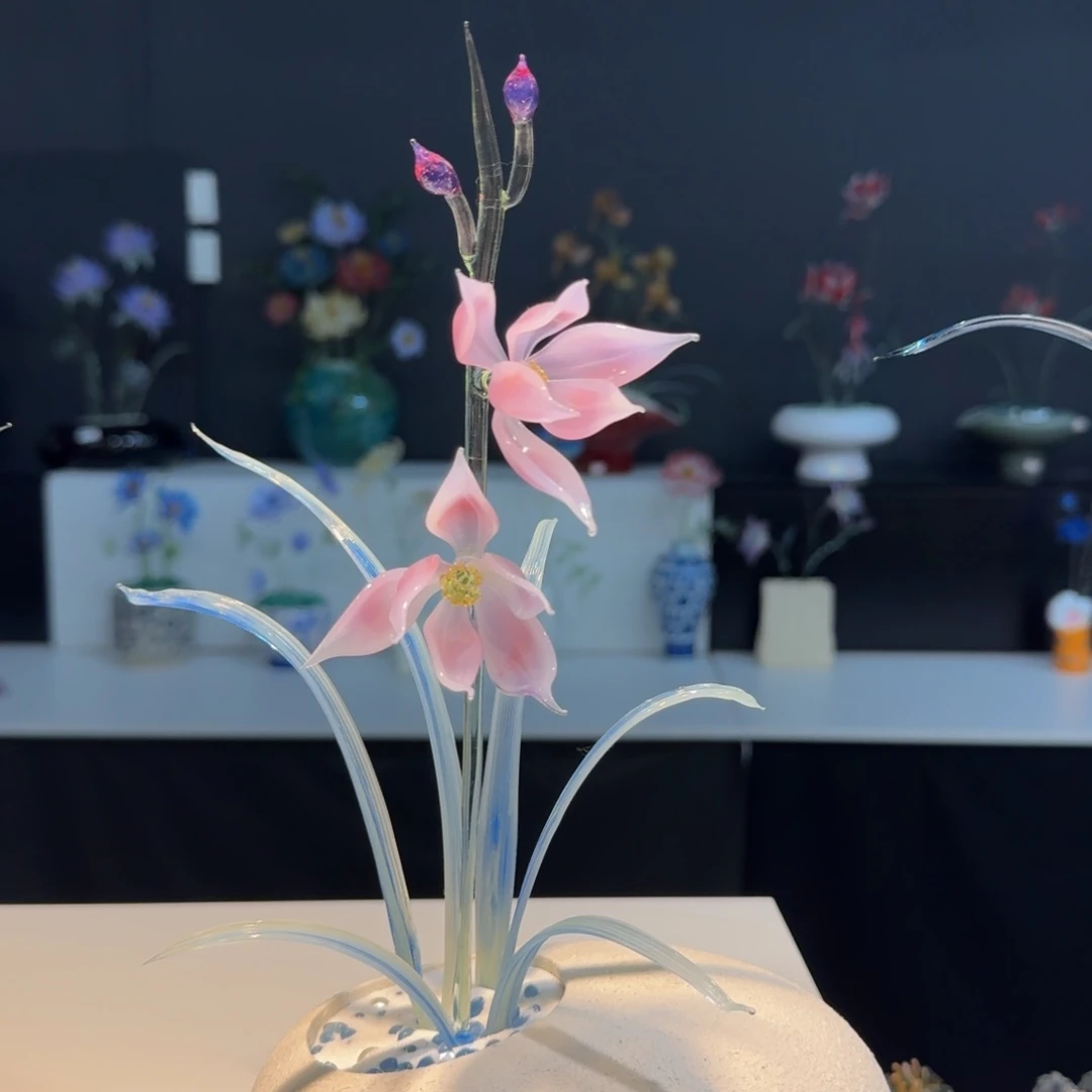 手工艺品琉璃粉黛兰花39