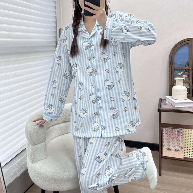 吉伊卡哇秋冬新款睡衣女日系卡通ins可爱长袖长裤开衫套装家居服