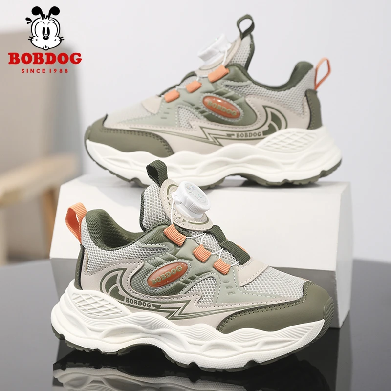 Bobdog/巴布豆春夏开学季运动鞋休闲透气减震旋转纽扣男女童童鞋
