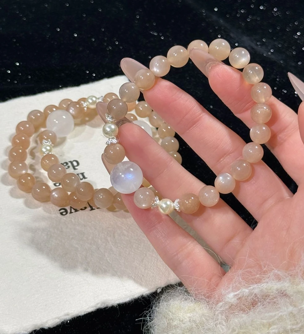 E10《芝士奶盖》橙月光手串925银