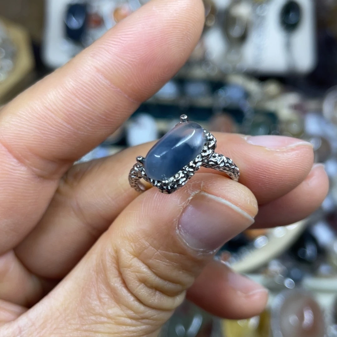 【闪购商品】银S925镶嵌珠宝半成品水晶戒指