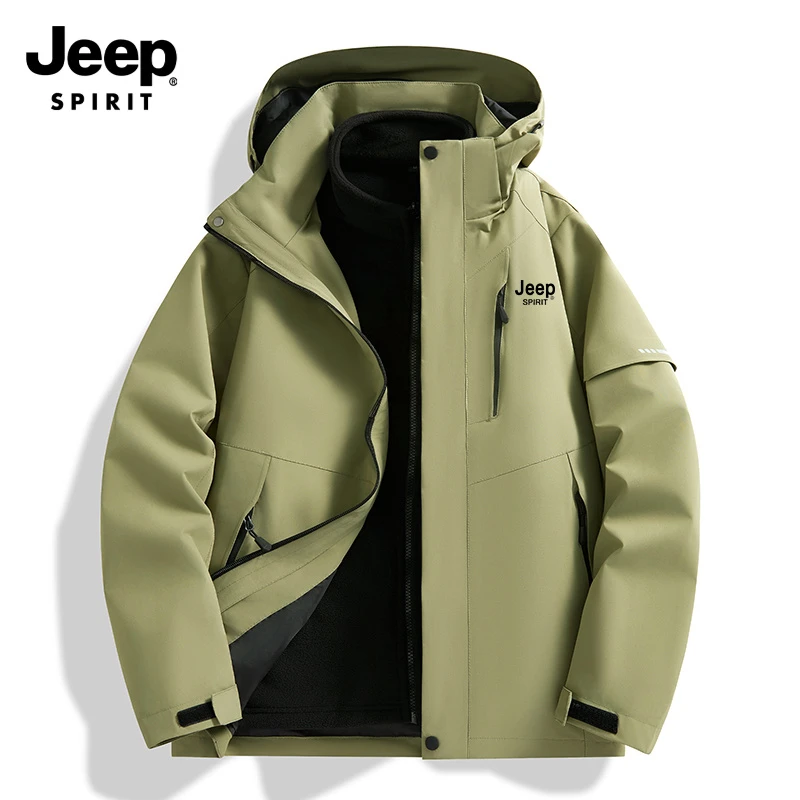 JEEP SPIRIT吉普户外可拆卸三合一冲锋衣登山户外运动男女款夹克