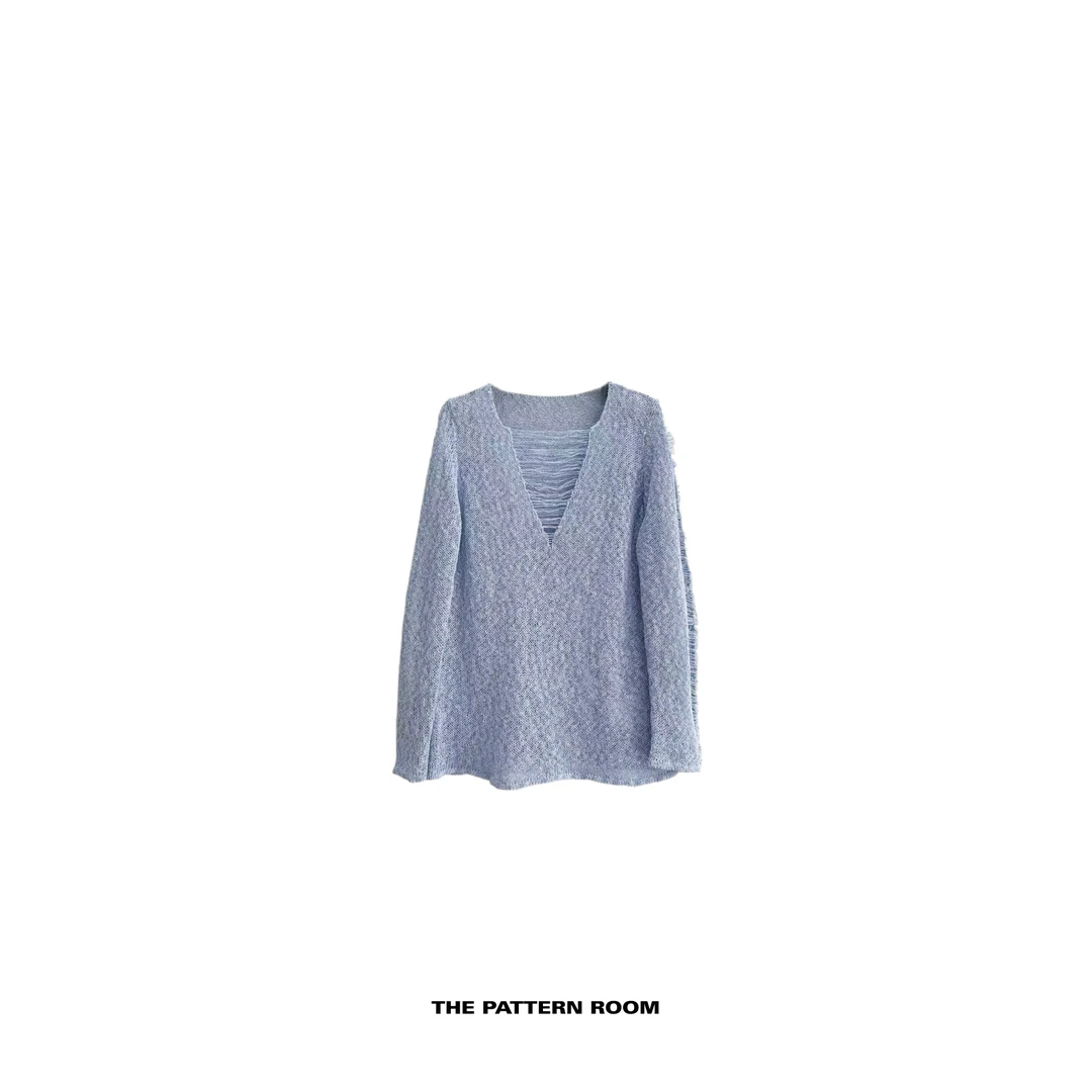 The pattern room | 织物之美反精致拉丝领战损勾线上衣