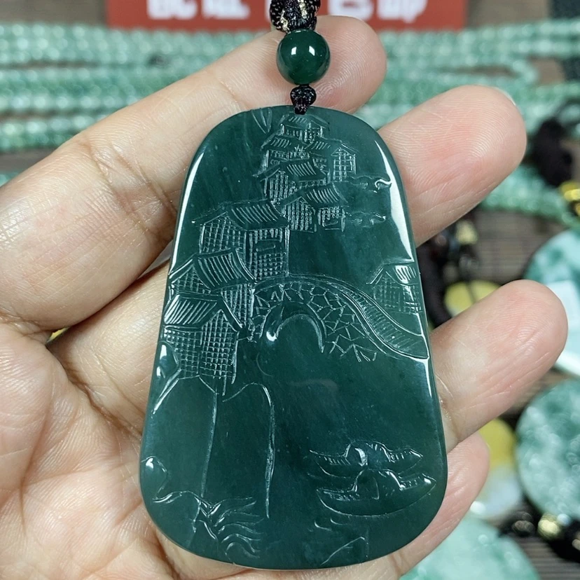 【闪购商品】翡翠颈饰未镶嵌玉吊坠翡翠玉山水牌