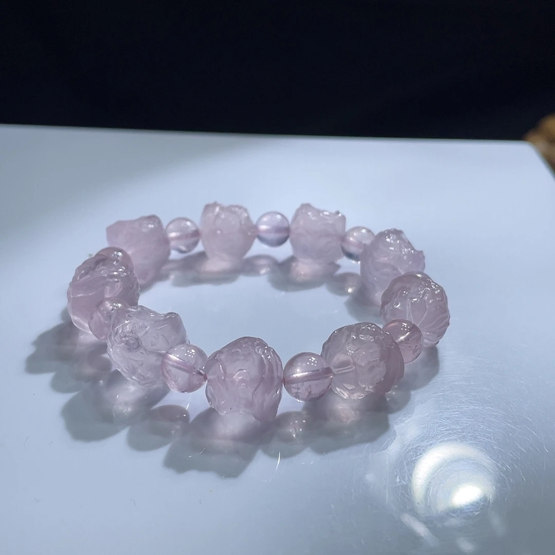 水晶手链未镶嵌粉晶醒狮68元
