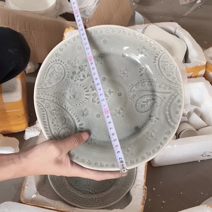 冰裂釉灰色盘1个破损包赔不补发介意勿拍