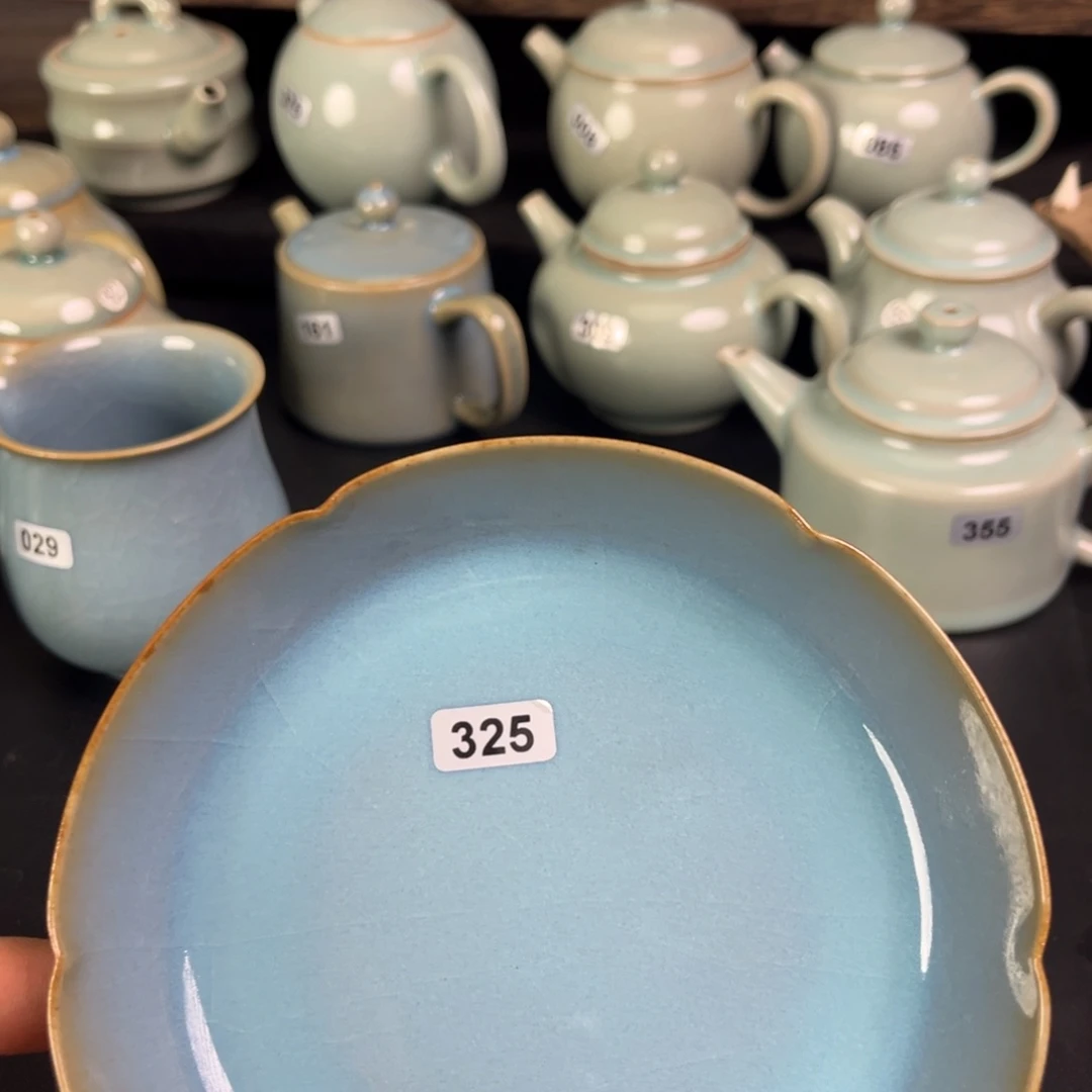 【闪购商品】浮*微瑕葵口洗汝瓷天蓝