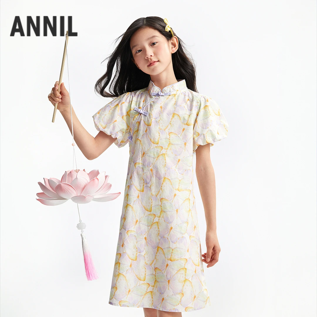 安奈儿童装女童短袖连衣裙2025夏新款EG523089