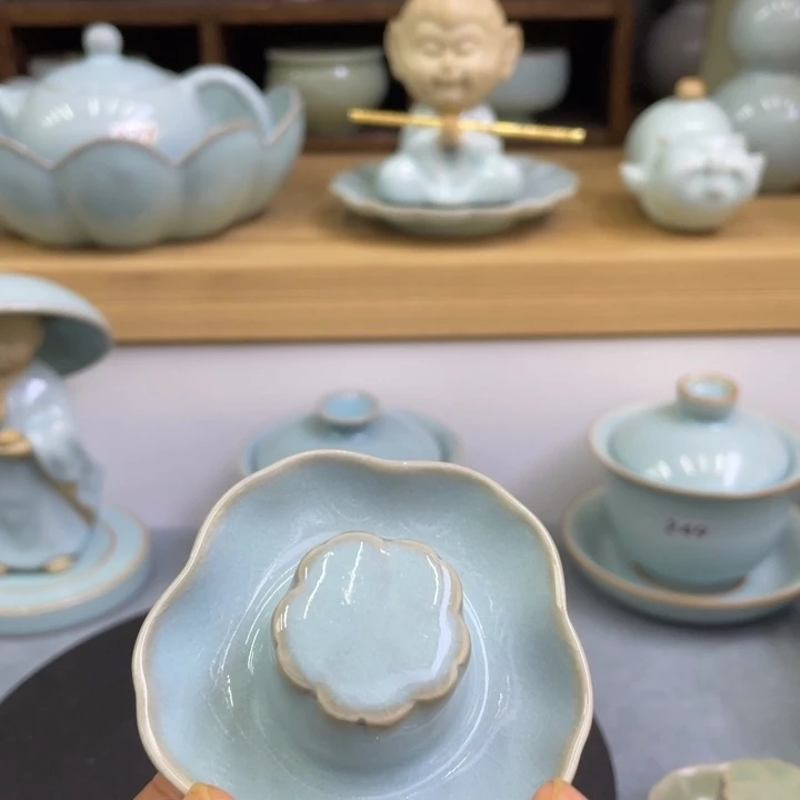 杯子微瑕天青梅花盖置