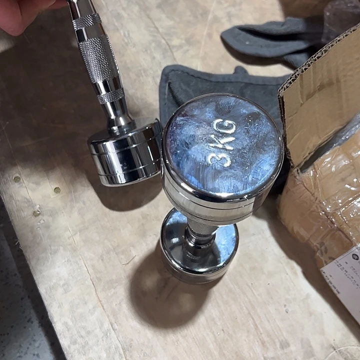 全新电镀纯钢小哑铃3公斤一对