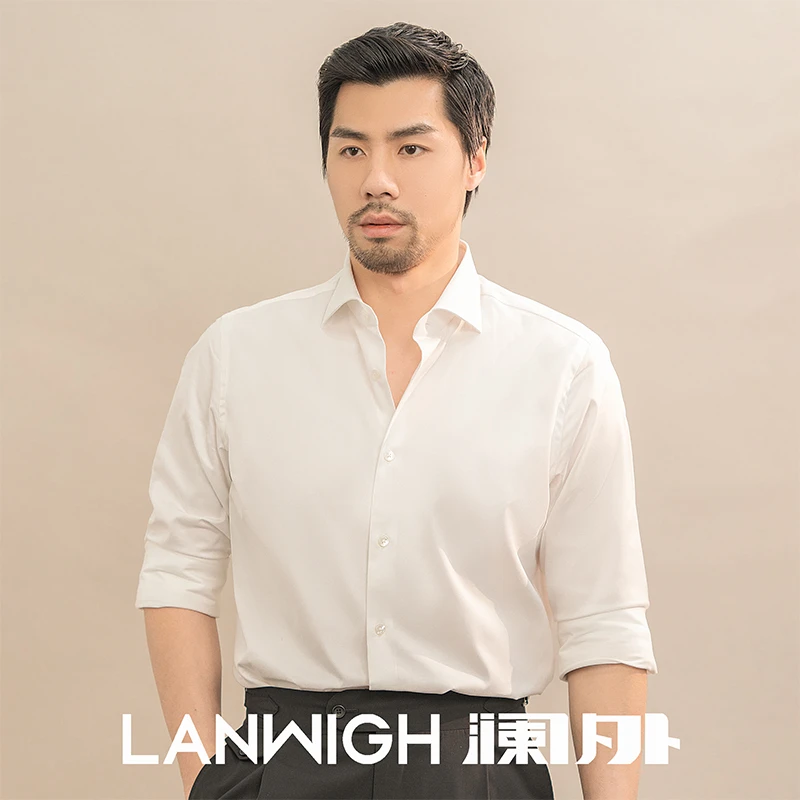 澜外春季温莎领衬衫男士商务休闲高级感长袖上衣订婚白色衬衣