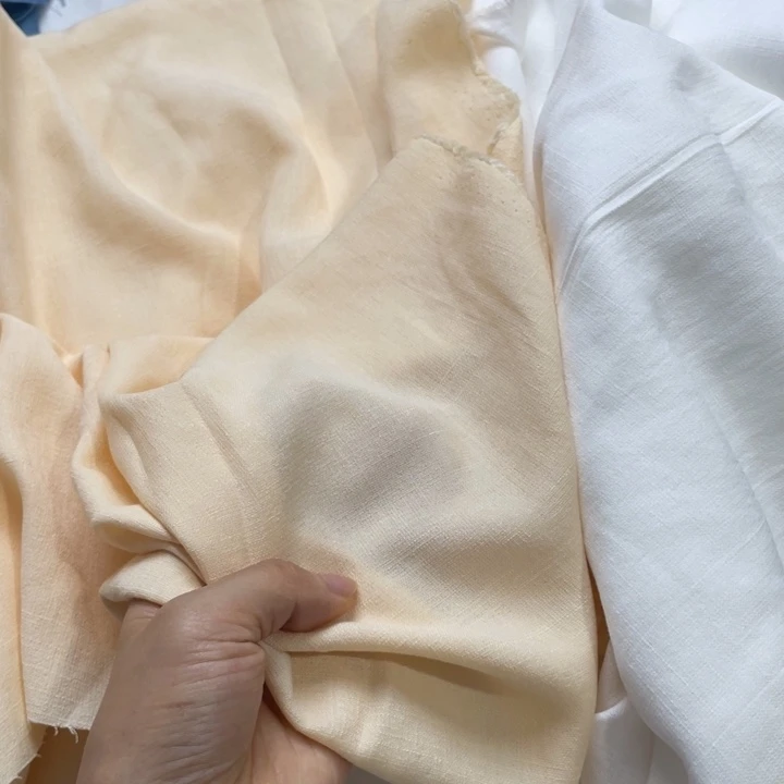 天丝（莱赛尔纤维）米黄色竹节麻2米