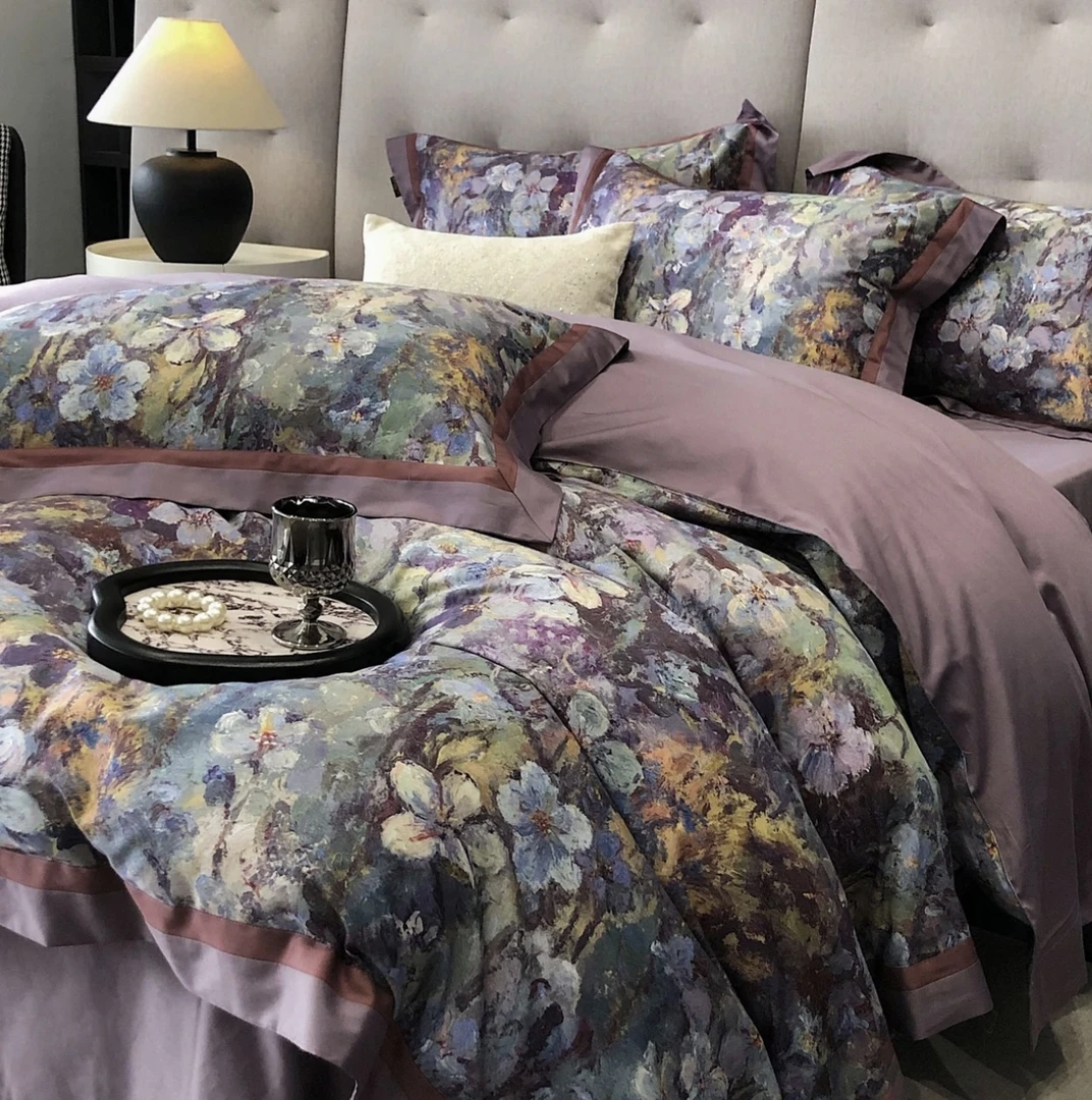 莫奈繁花丨长绒棉全棉贡缎数码印花亲肤柔软透气高档裸睡四件套