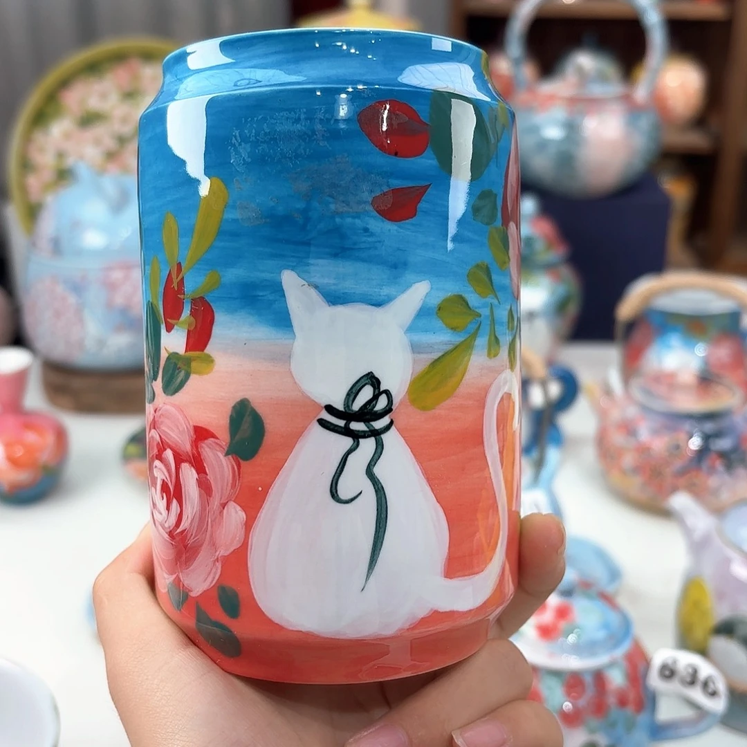 景德镇手绘高温釉下彩陶瓷茶具