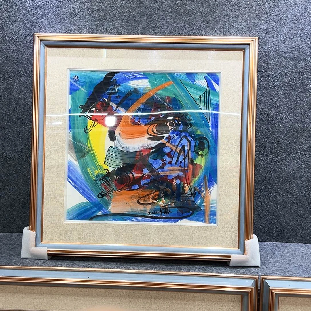 国画知鱼知乐纯手绘