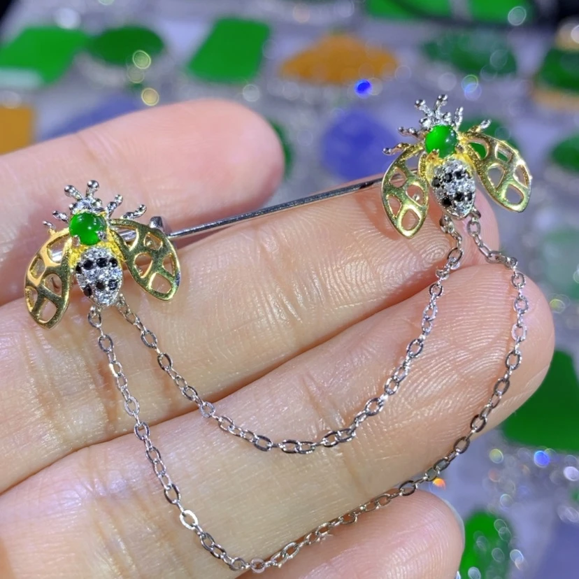 【闪购商品】翡翠挂件银S925镶嵌天然翡翠