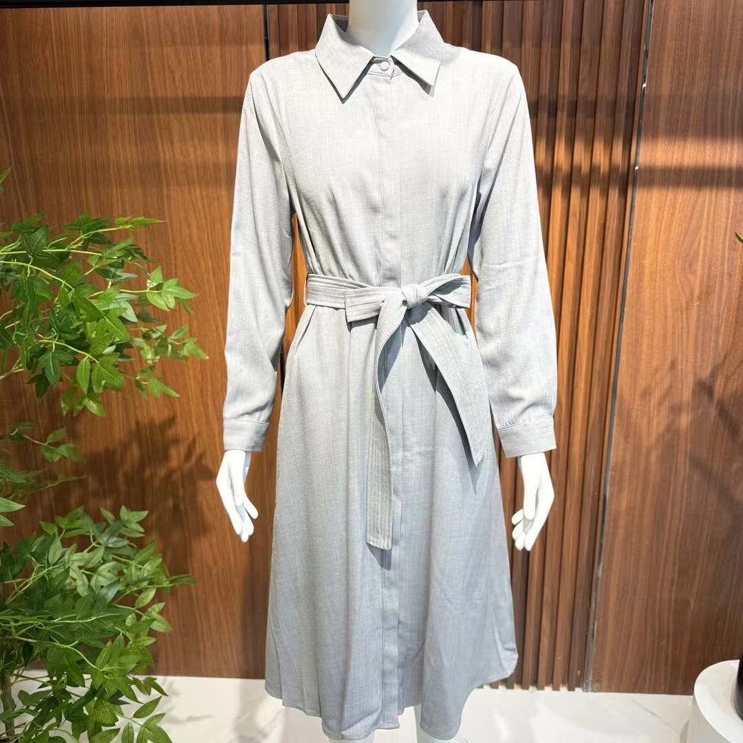 GD 01036(G.D*家）复古翻领长袖春季新款收腰显瘦连衣裙