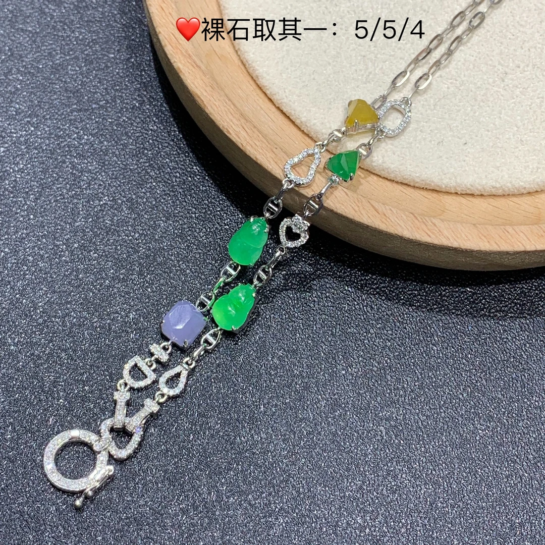 新品推荐·18K金冰阳绿多宝万能链翡翠玉石缅A吊坠气质时尚百搭