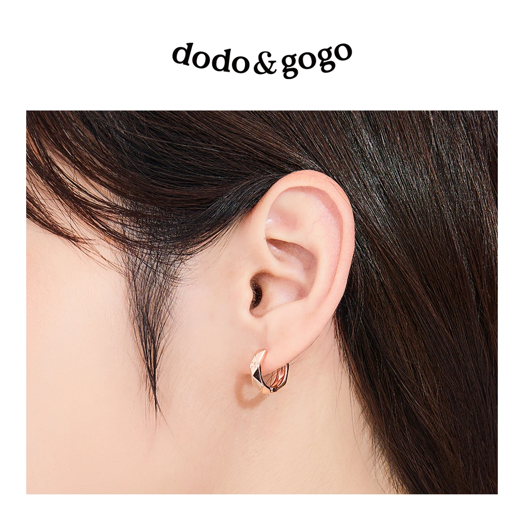 DODOGOGO 合金耳饰 菱形耳圈女轻奢高级感耳环圈圈素圈耳饰