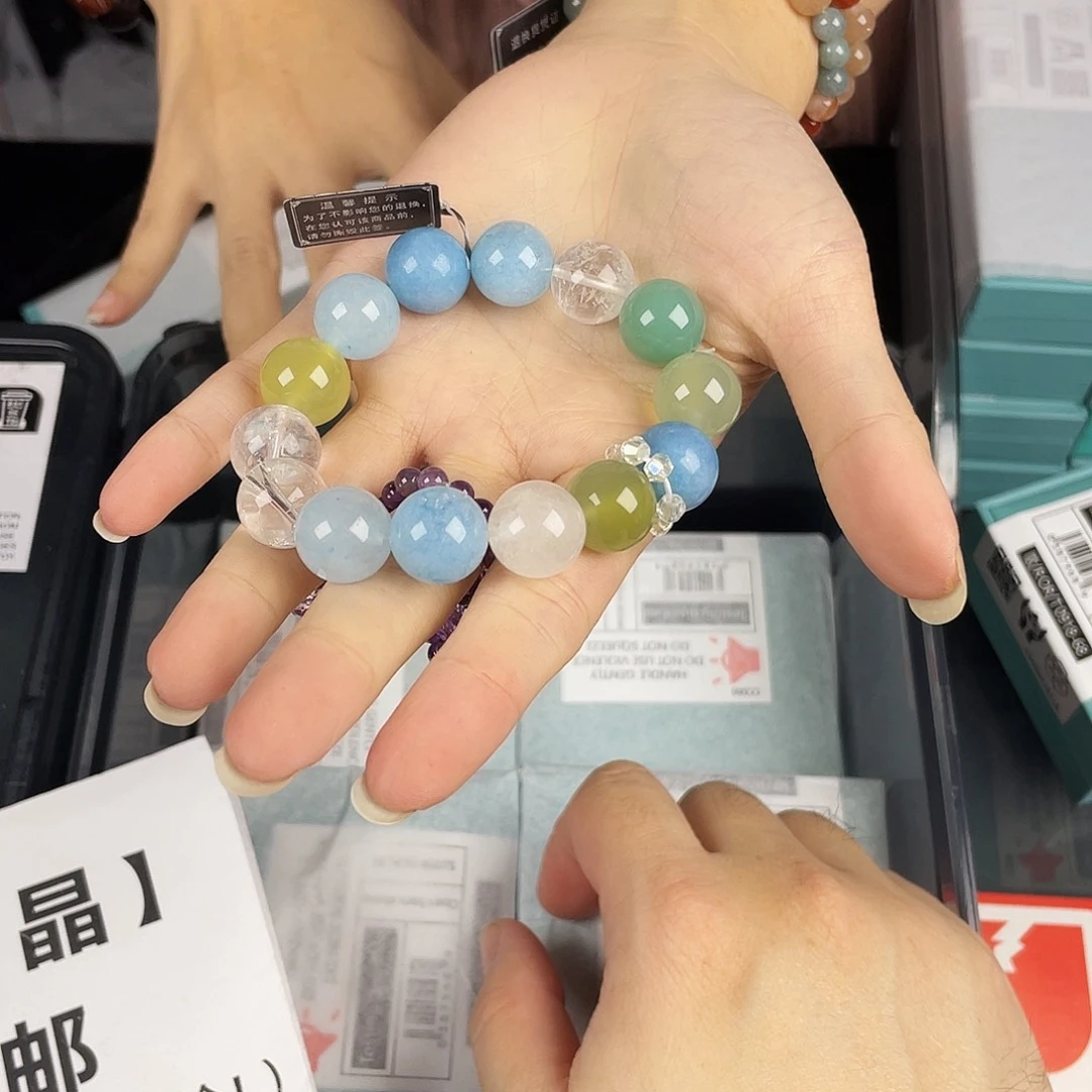 水晶银S925镀金镶嵌手串