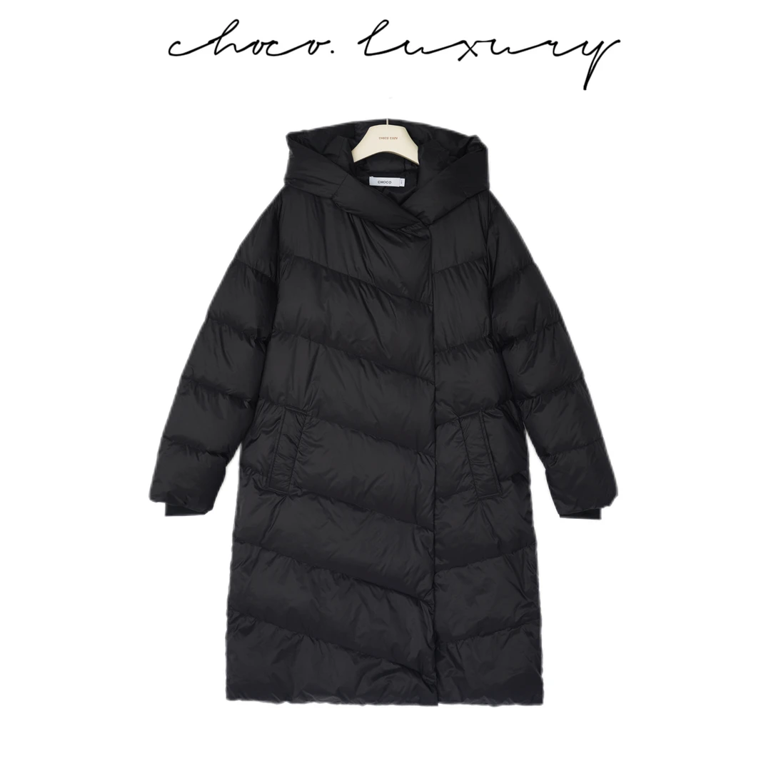 CHOCO【哥本哈根】进口面料 保命服！巨暖！连帽长款90白鸭绒 D3503